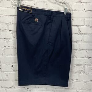 Tommy Hilfiger Golf Shorts Men's Size 36 Navy Pleated Athleisure Travel Preppy